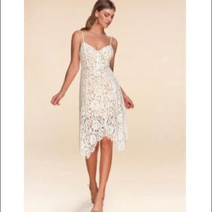 White lace midi dress